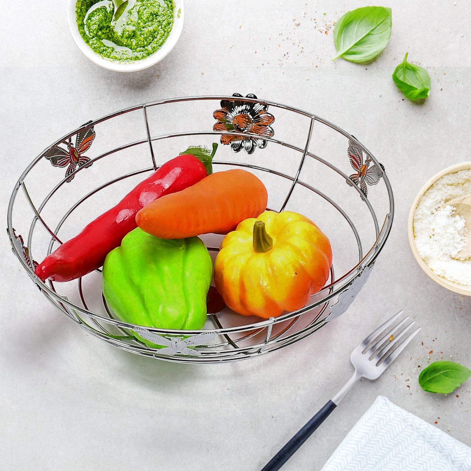 5175 Stainless Steel Multipurpose Fruit Bowl and Vegetable Basket for Kitchen, Dining Table Use DeoDap 5175 Stainless Steel Multipurpose Fruit Bowl and Vegetable Basket for Kitchen, Dining Table Use DeoDap